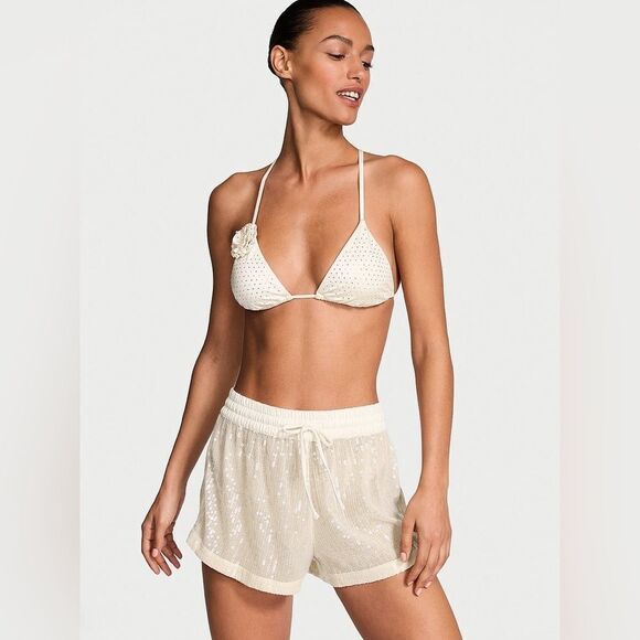 Victoria's Secret Pants - Victoria's Secret Swim Women's Cover-Up Shorts - Sequin Mesh Size Large